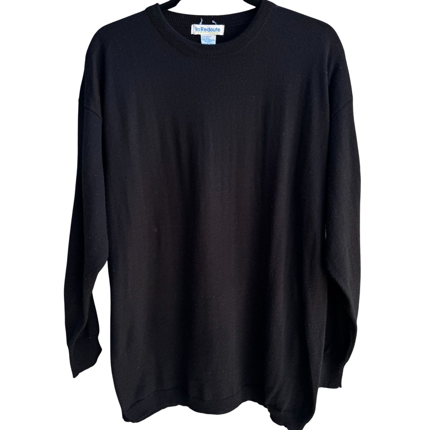 La Redoute Vintage Womens Wool Blend Long Sleeve Minimalist Black Knit Sweater L