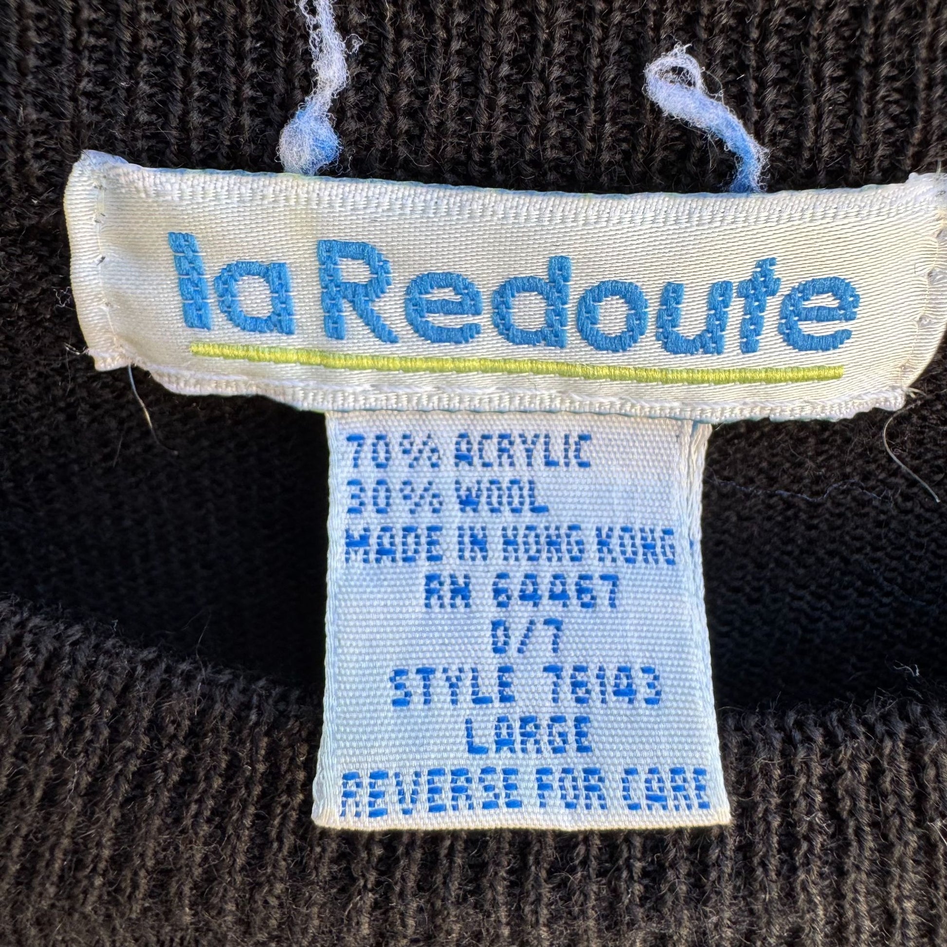La Redoute Vintage Womens Wool Blend Long Sleeve Minimalist Black Knit Sweater L