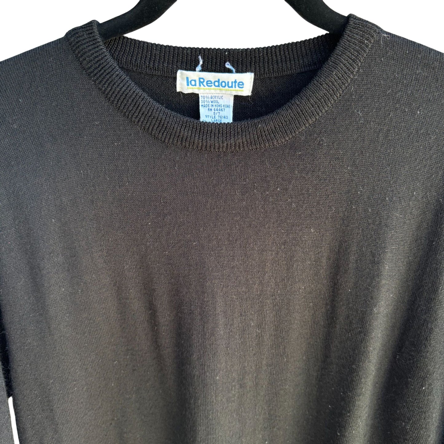 La Redoute Vintage Womens Wool Blend Long Sleeve Minimalist Black Knit Sweater L