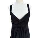 Switch Womens Black Sleeveless V Neck Ruched Bust Goddess Flowy Fit Flare Midi Dress 2 image