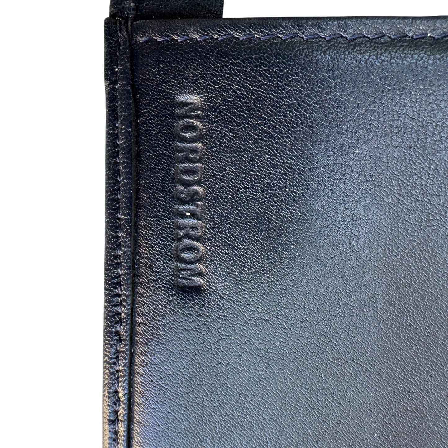 Nordstrom Vintage Womens Navy Leather Card Slots Fold Change Snap Close Wallet