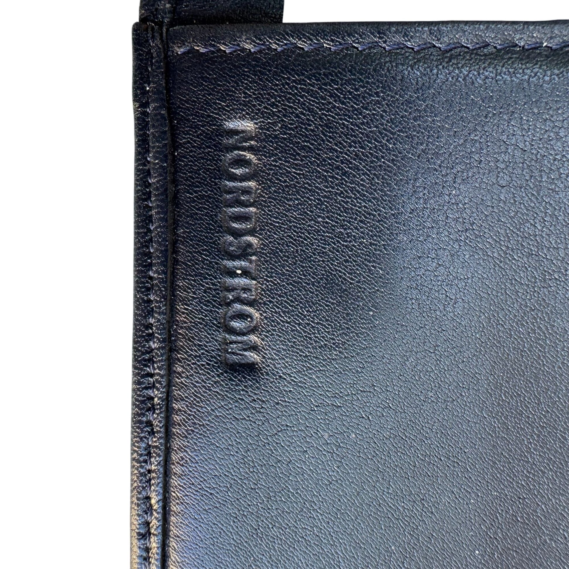 Nordstrom Vintage Womens Navy Leather Card Slots Fold Change Snap Close Wallet