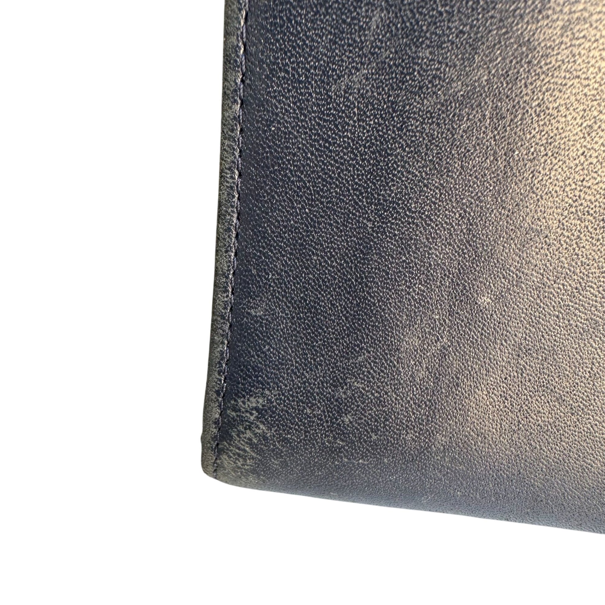 Nordstrom Vintage Womens Navy Leather Card Slots Fold Change Snap Close Wallet