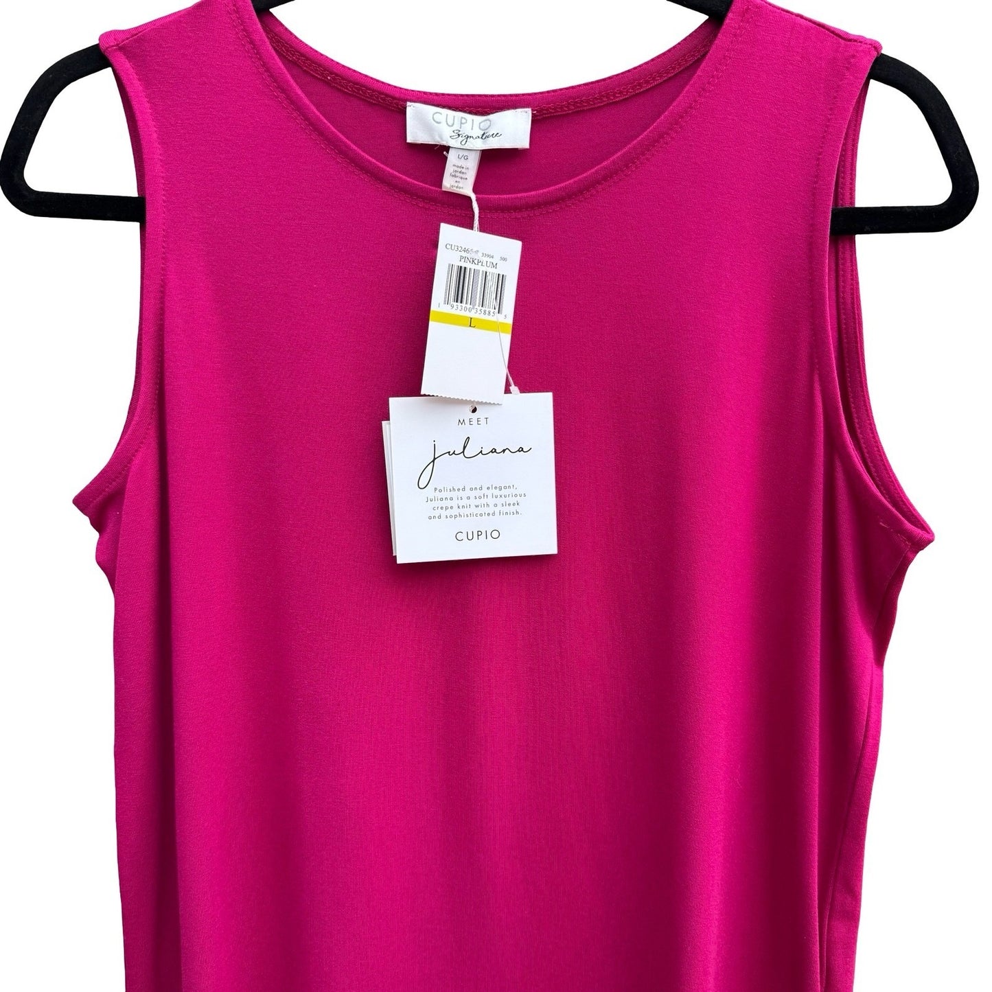 Cupio Signature Juliana Tank Top Pink Plum Crepe Knit Sleeveless L NEW Layering