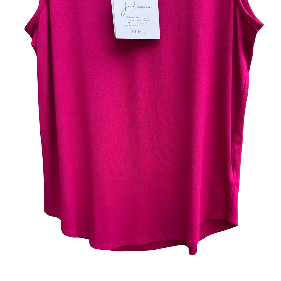 Cupio Signature Juliana Tank Top Pink Plum Crepe Knit Sleeveless L NEW Layering