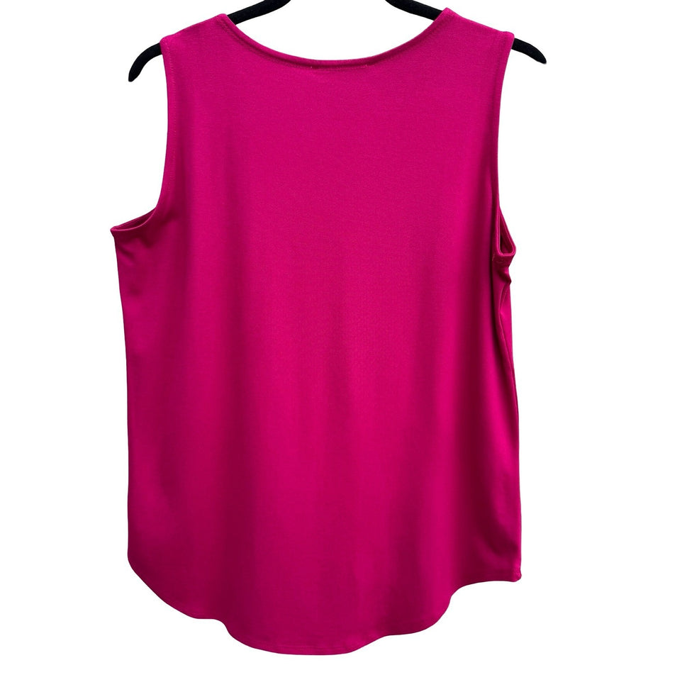Cupio Signature Juliana Tank Top Pink Plum Crepe Knit Sleeveless L NEW Layering