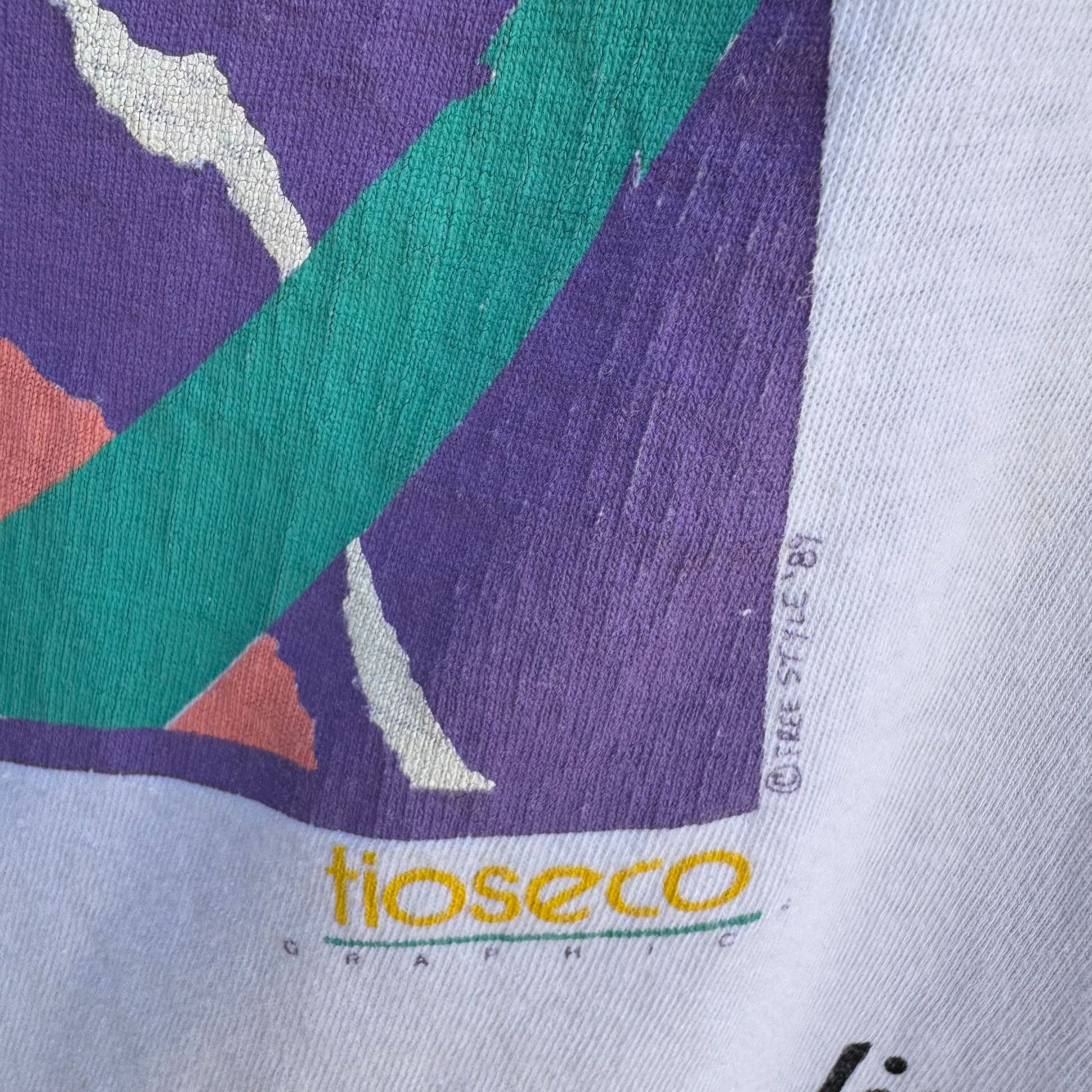 Vintage 80s Catalina Islands Graphic White Crew Neck Hugger Free Style Shirt OS