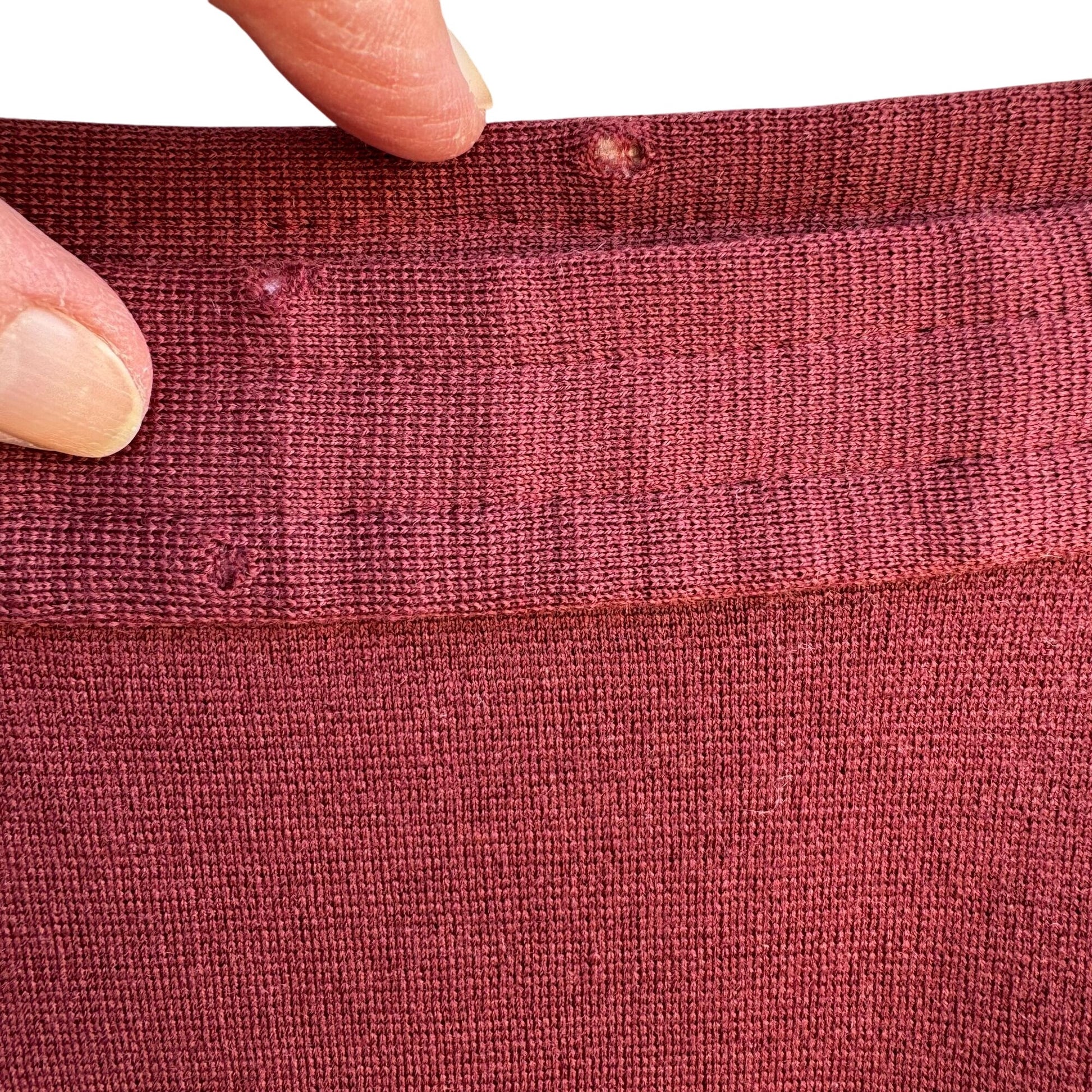 Dorce Knits Vintage Womens Burgundy High-Waist Knit Wool A Line Side Zip Skirt