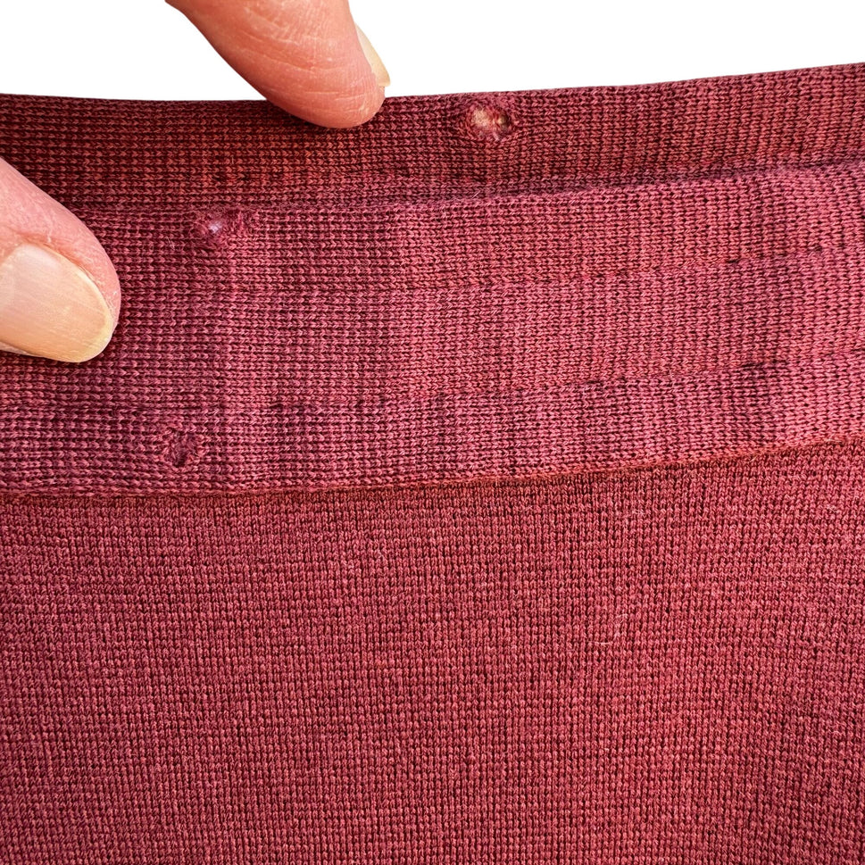 Dorce Knits Vintage Womens Burgundy High-Waist Knit Wool A Line Side Zip Skirt