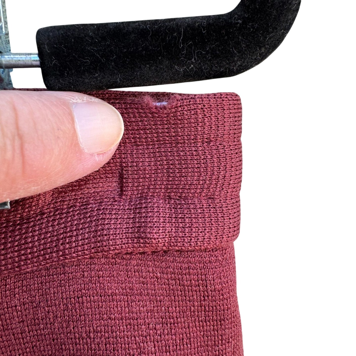 Dorce Knits Vintage Womens Burgundy High-Waist Knit Wool A Line Side Zip Skirt