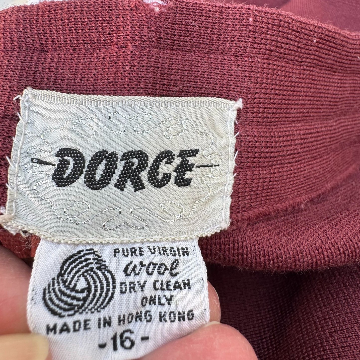 Dorce Knits Vintage Womens Burgundy High-Waist Knit Wool A Line Side Zip Skirt