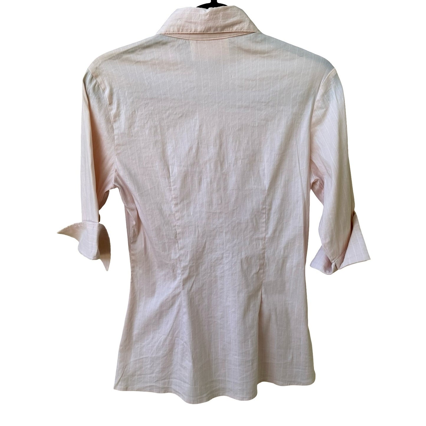 Melanie Apple Coqutte Pink Pinstripe Minimalist Preppy Top 3/4 Sleeve Tailored