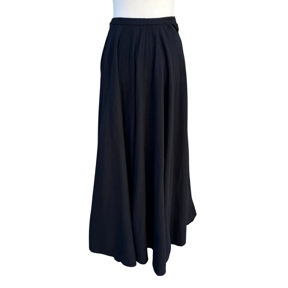 Beverly Paige Vintage 70s Wool Accordian Pleat Black Full Circle Maxi Skirt XS