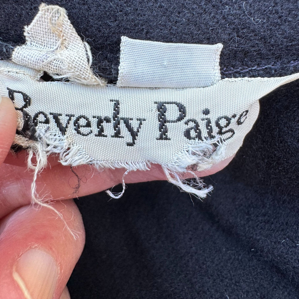 Beverly Paige Vintage 70s Wool Accordian Pleat Black Full Circle Maxi Skirt XS