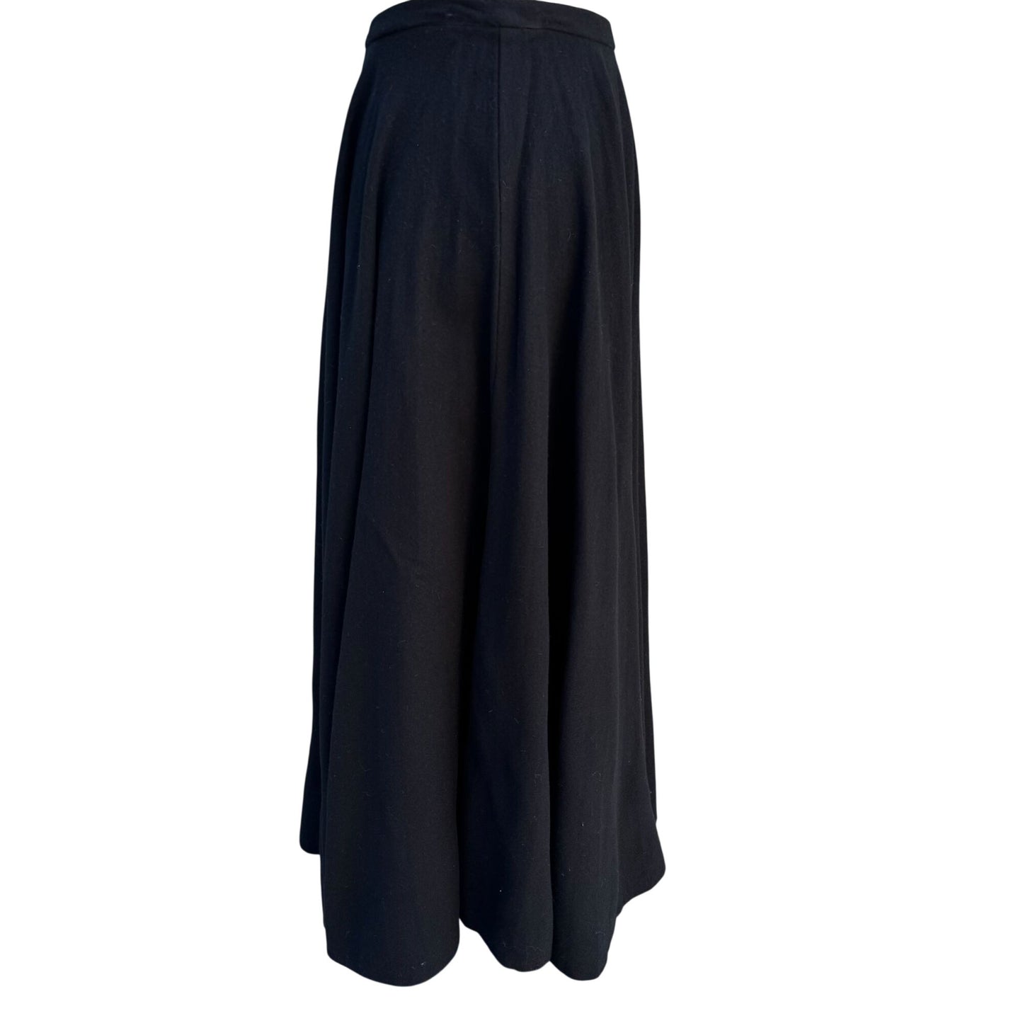 Beverly Paige Vintage 70s Wool Accordian Pleat Black Full Circle Maxi Skirt XS