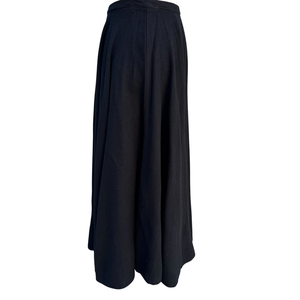Beverly Paige Vintage 70s Wool Accordian Pleat Black Full Circle Maxi Skirt XS