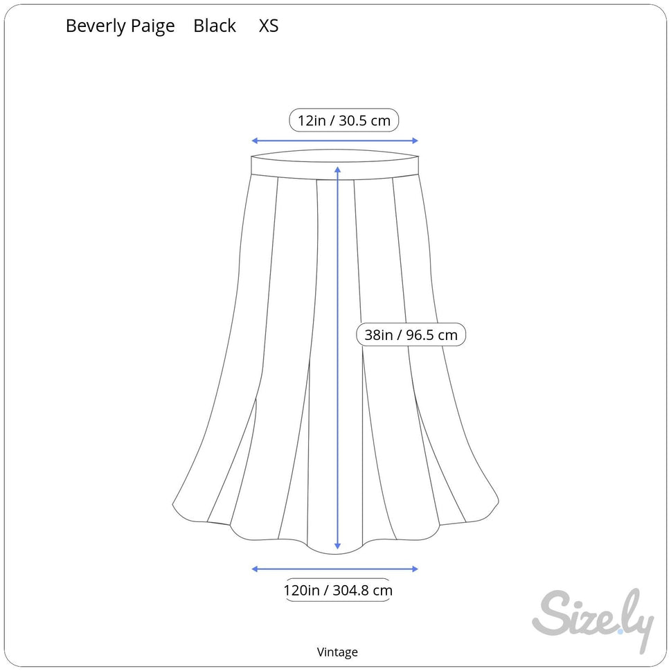Beverly Paige Vintage 70s Wool Accordian Pleat Black Full Circle Maxi Skirt XS