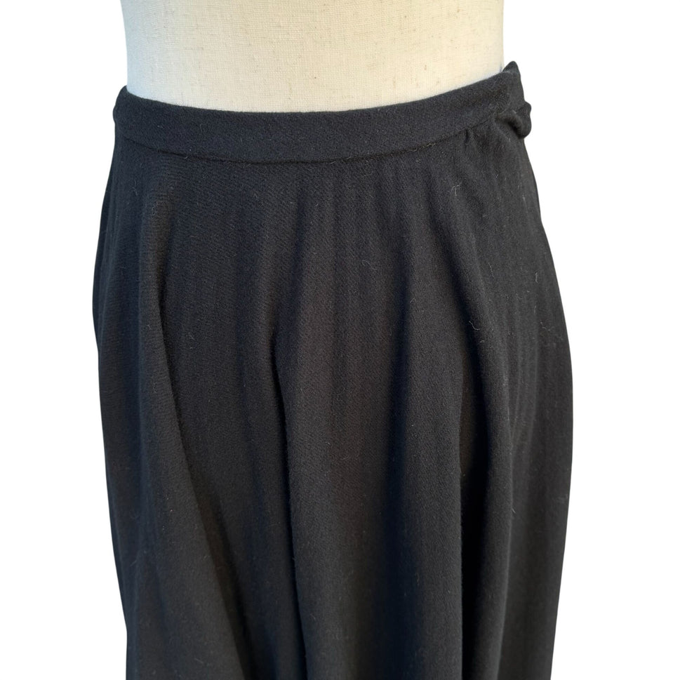 Beverly Paige Vintage 70s Wool Accordian Pleat Black Full Circle Maxi Skirt XS