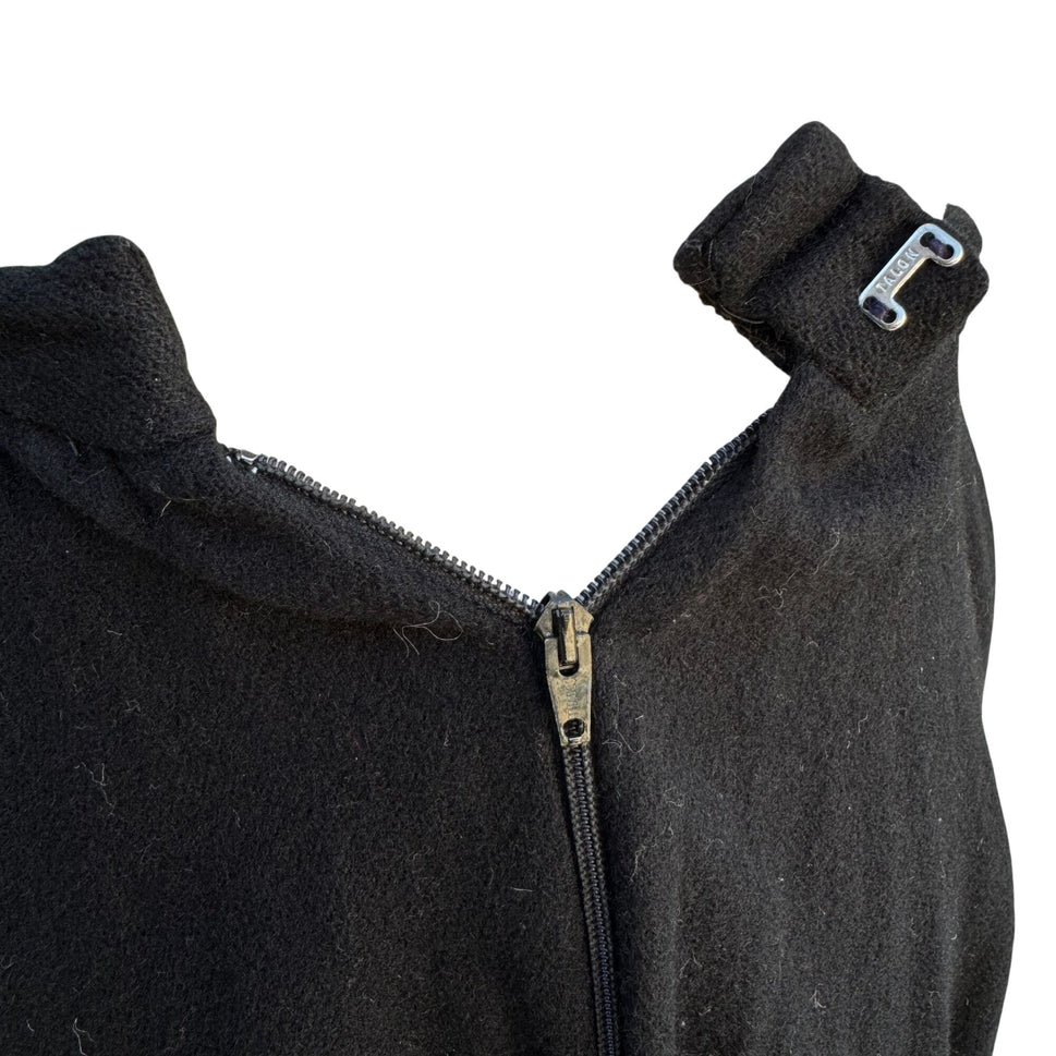 Beverly Paige Vintage 70s Wool Accordian Pleat Black Full Circle Maxi Skirt XS