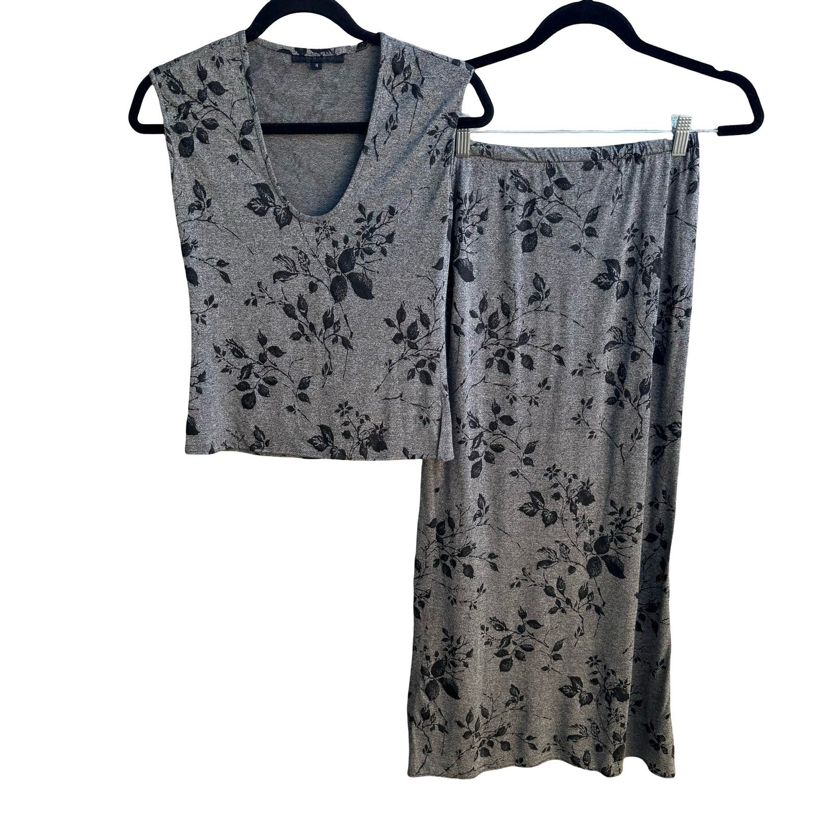 Lynn Lugo Y2K 90s Whimsigoth Romantic Floral Minimalist Maxi Skirt Top Grey 4
