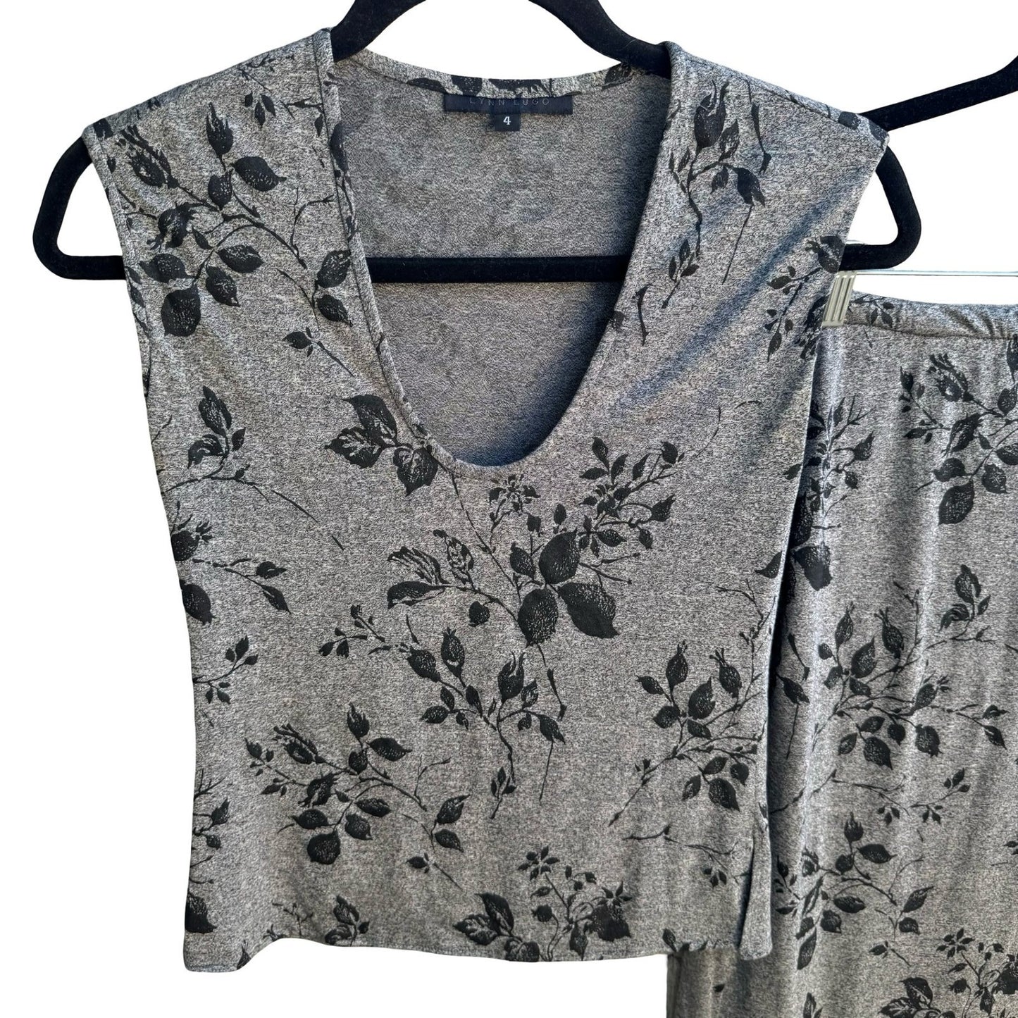 Lynn Lugo Y2K 90s Whimsigoth Romantic Floral Minimalist Maxi Skirt Top Grey 4