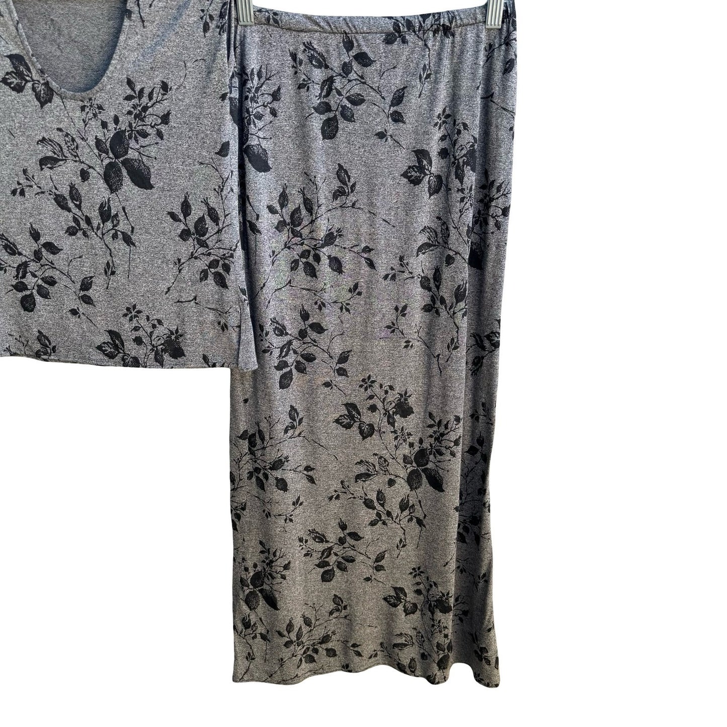 Lynn Lugo Y2K 90s Whimsigoth Romantic Floral Minimalist Maxi Skirt Top Grey 4