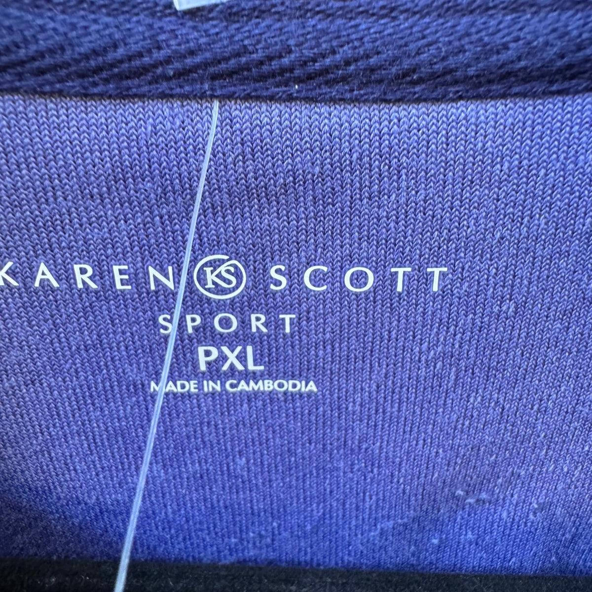Karen Scott Layering Plush Velour Houndstooth Zip Up Sport Jacket Navy PXL NEW