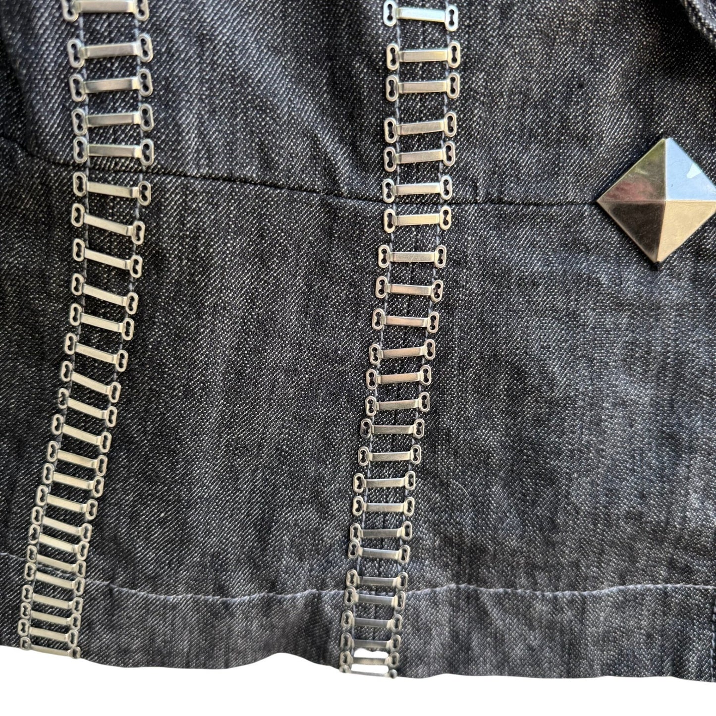 Randolph Duke The Look Jeans Dark Wash Denim Blazer Metal Hardware Jacket Size 8