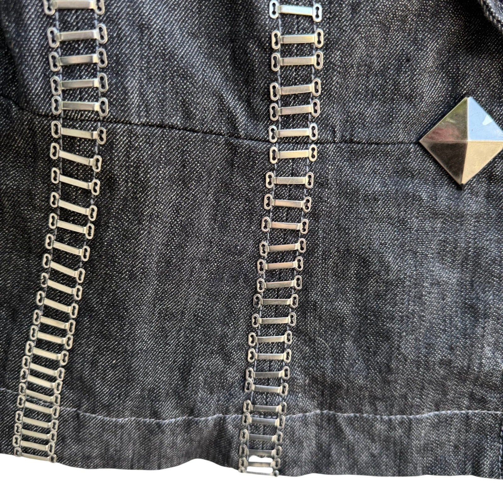 Randolph Duke The Look Jeans Dark Wash Denim Blazer Metal Hardware Jacket Size 8