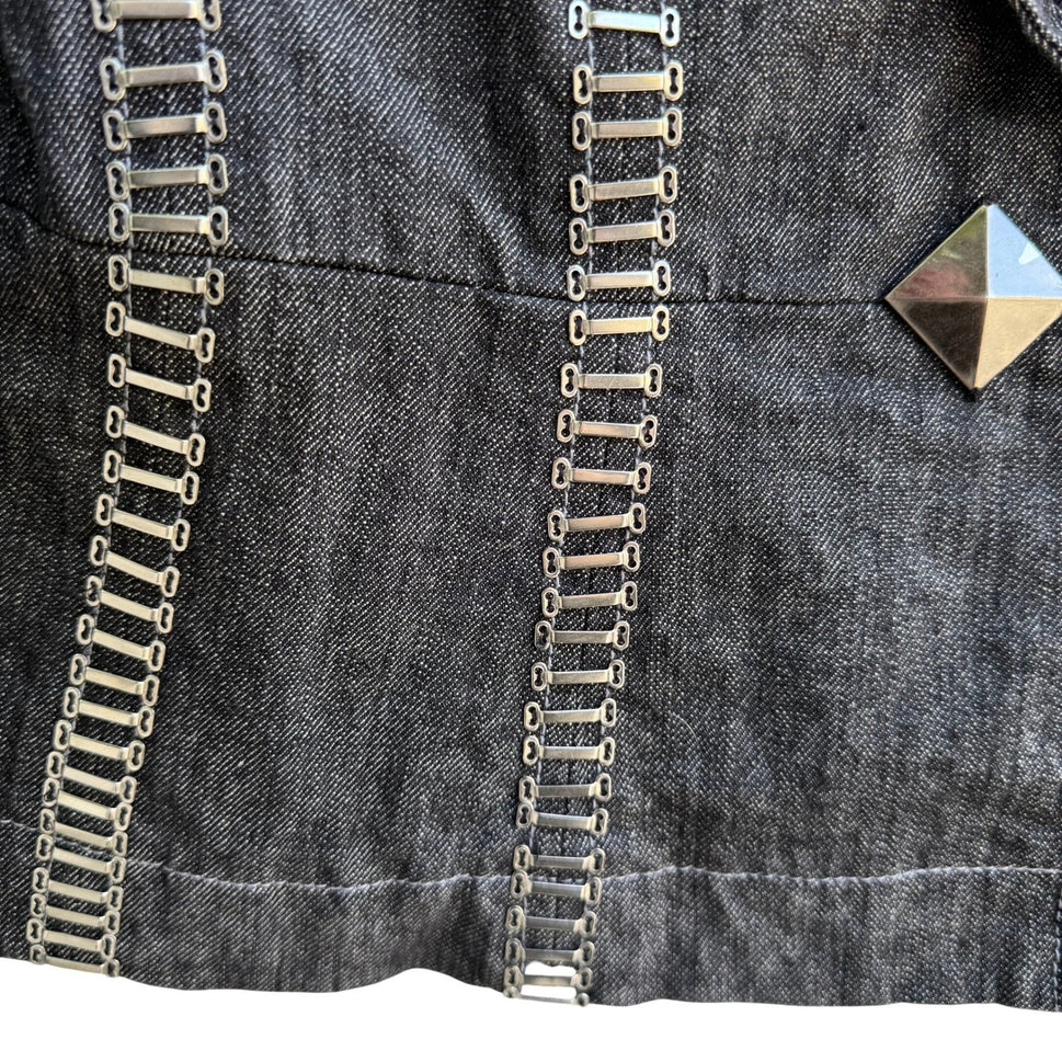 Randolph Duke The Look Jeans Dark Wash Denim Blazer Metal Hardware Jacket Size 8