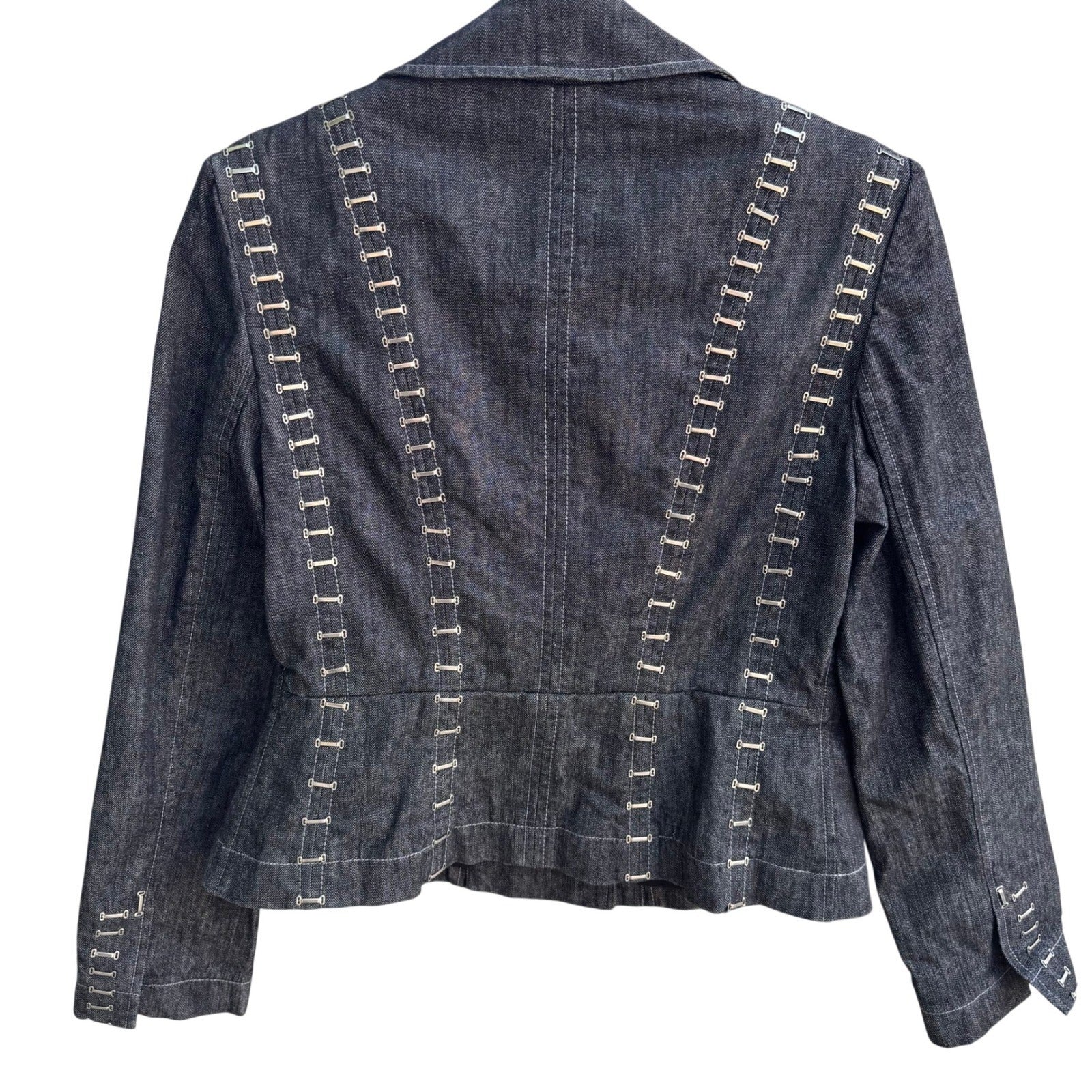 Randolph Duke The Look Jeans Dark Wash Denim Blazer Metal Hardware Jacket Size 8