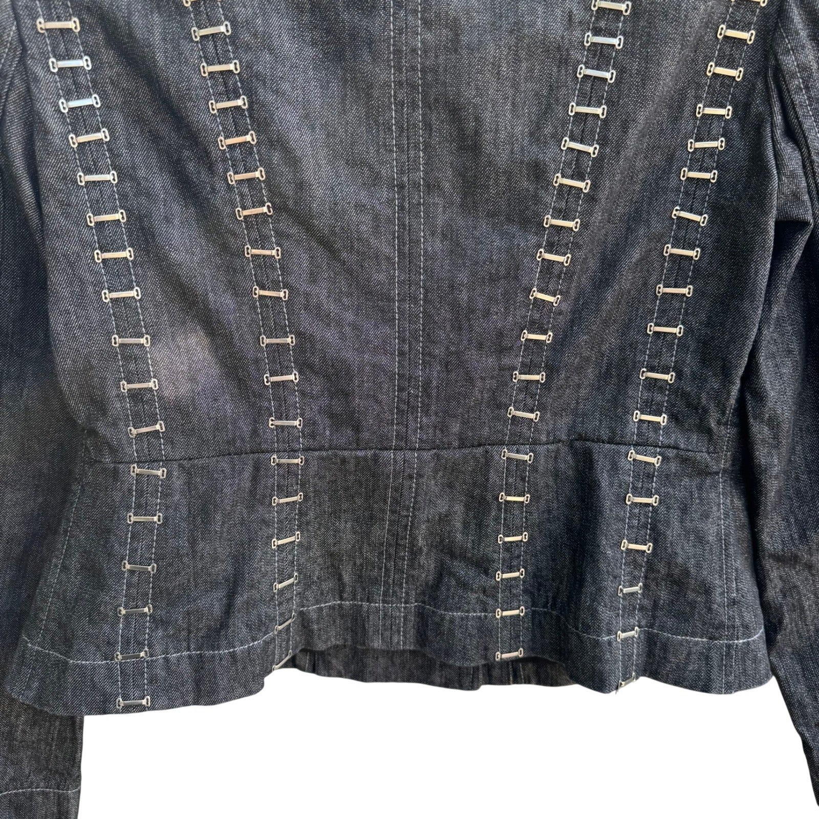 Randolph Duke The Look Jeans Dark Wash Denim Blazer Metal Hardware Jacket Size 8