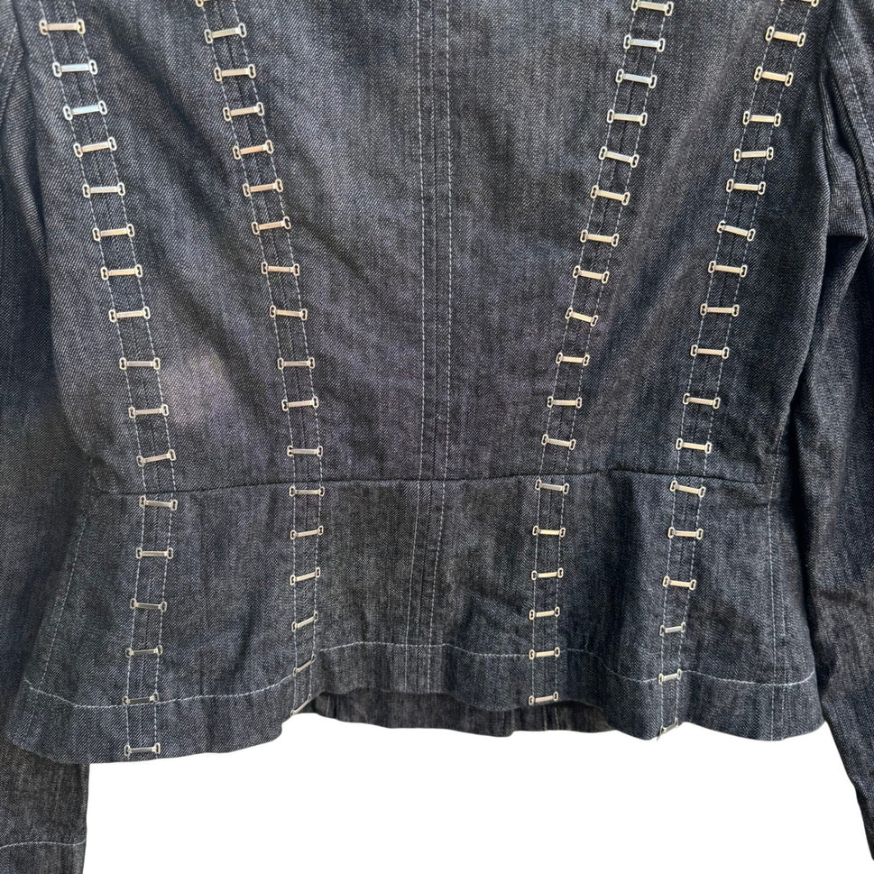 Randolph Duke The Look Jeans Dark Wash Denim Blazer Metal Hardware Jacket Size 8