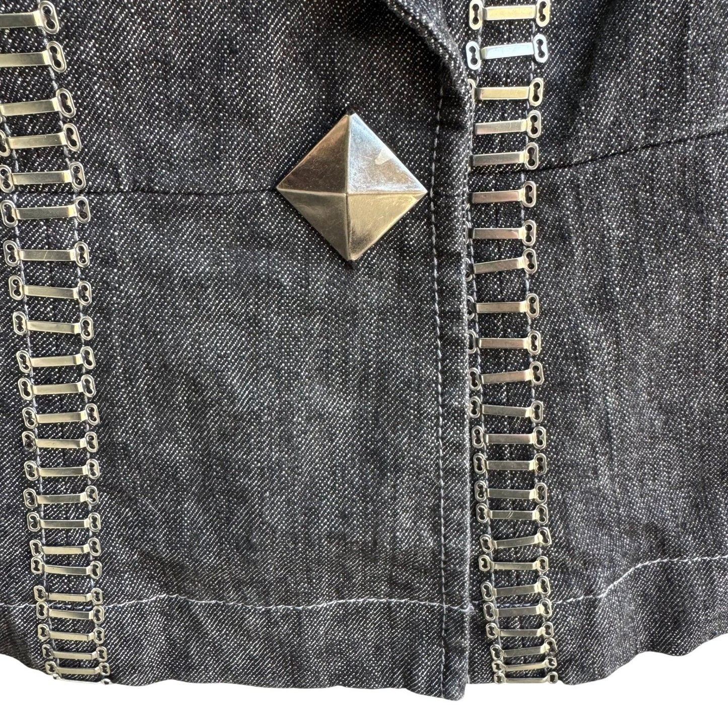 Randolph Duke The Look Jeans Dark Wash Denim Blazer Metal Hardware Jacket Size 8