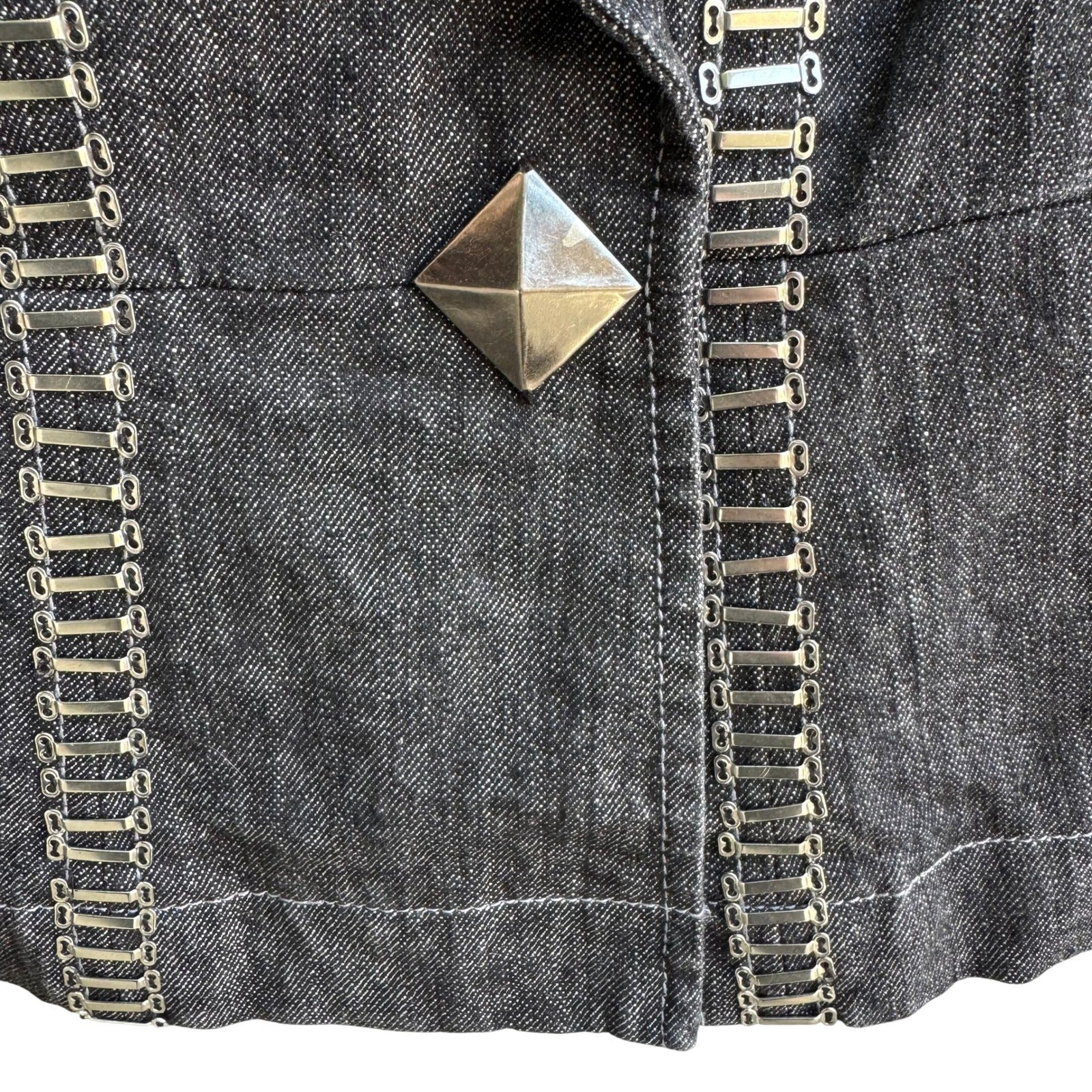 Randolph Duke The Look Jeans Dark Wash Denim Blazer Metal Hardware Jacket Size 8