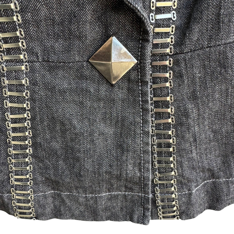Randolph Duke The Look Jeans Dark Wash Denim Blazer Metal Hardware Jacket Size 8