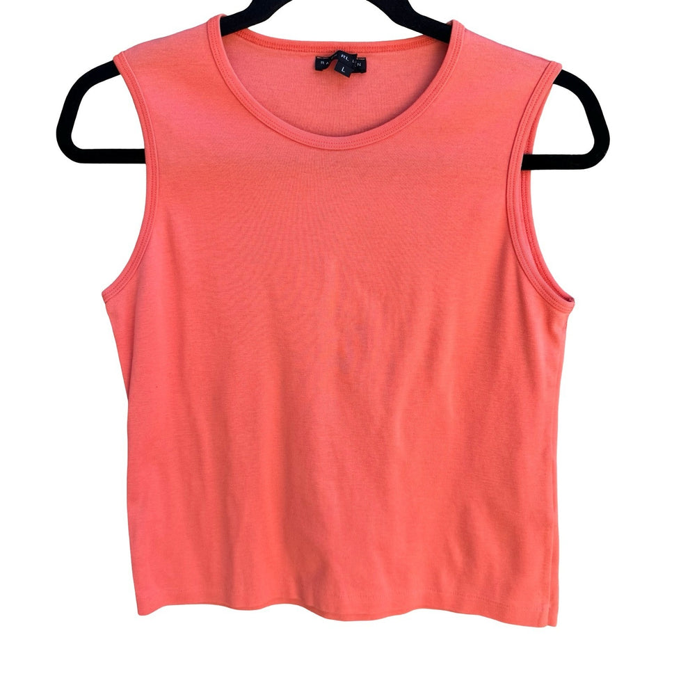 Ralph Lauren Preppy Orange Sleeveless Cotton Knit Top Made In Japan S Minimalist
