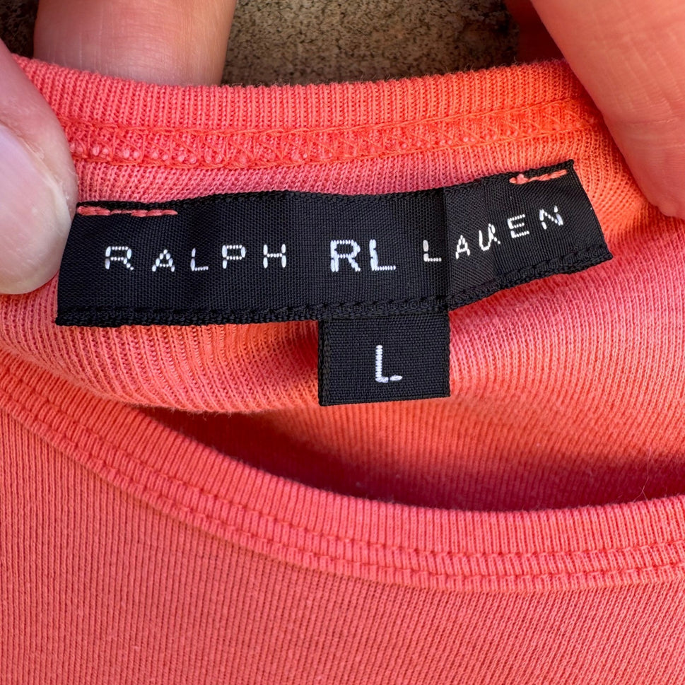 Ralph Lauren Preppy Orange Sleeveless Cotton Knit Top Made In Japan S Minimalist
