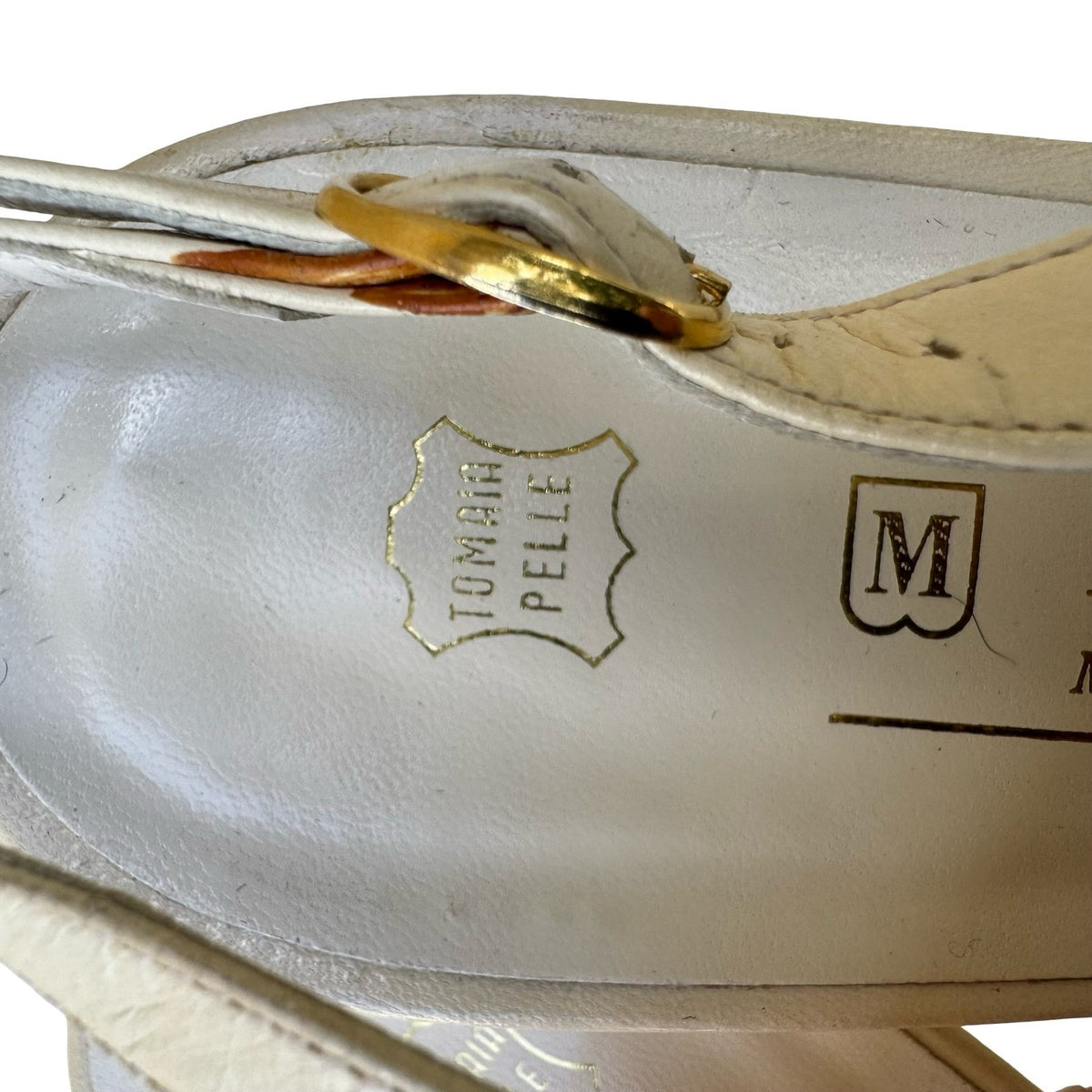 Bruno Magli Vintage Italian Leather Snakeskin Cap Toe Slingback Pumps Cream 10B