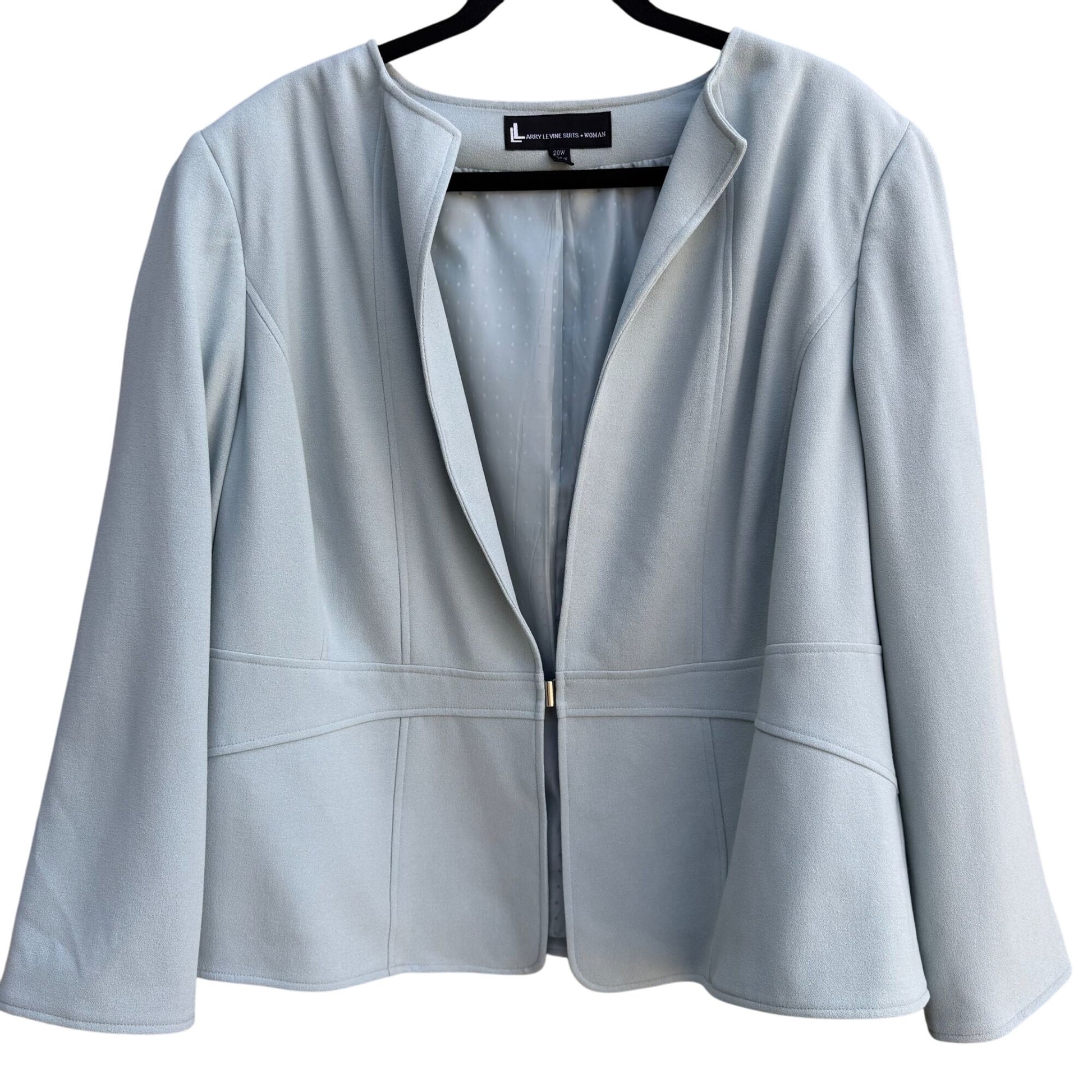 Larry Levine Vintage Womens Snap Closure Dressy Light Blue Suit Blazer Jacket 20W