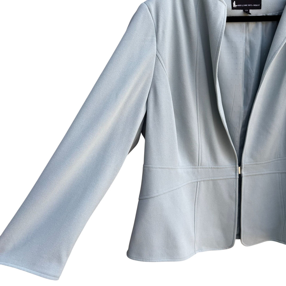 Larry Levine Vintage Womens Snap Closure Dressy Light Blue Suit Blazer Jacket 20W