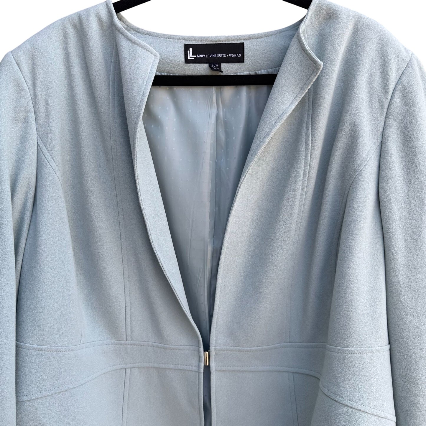 Larry Levine Vintage Womens Snap Closure Dressy Light Blue Suit Blazer Jacket 20W