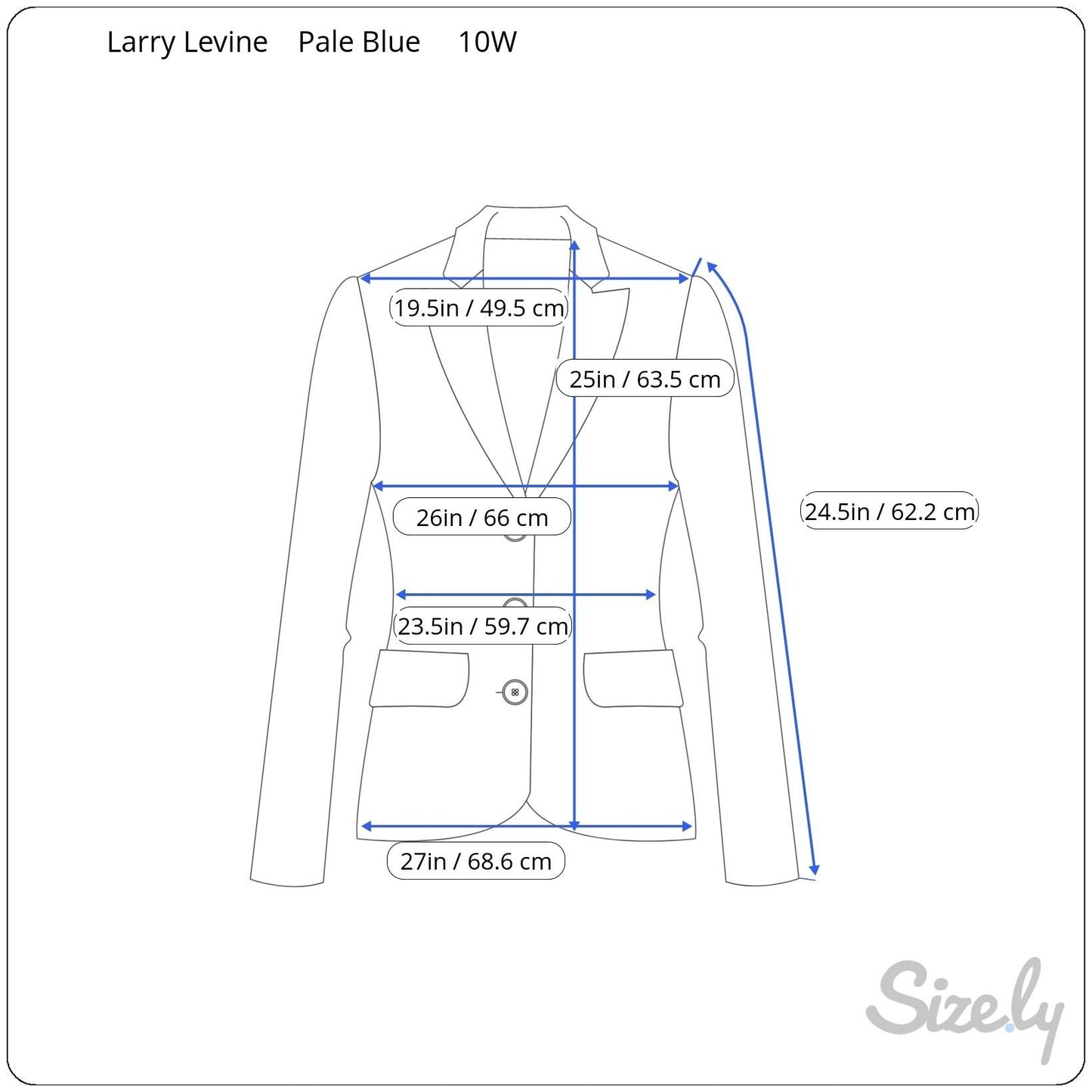 Larry Levine Vintage Womens Snap Closure Dressy Light Blue Suit Blazer Jacket 20W