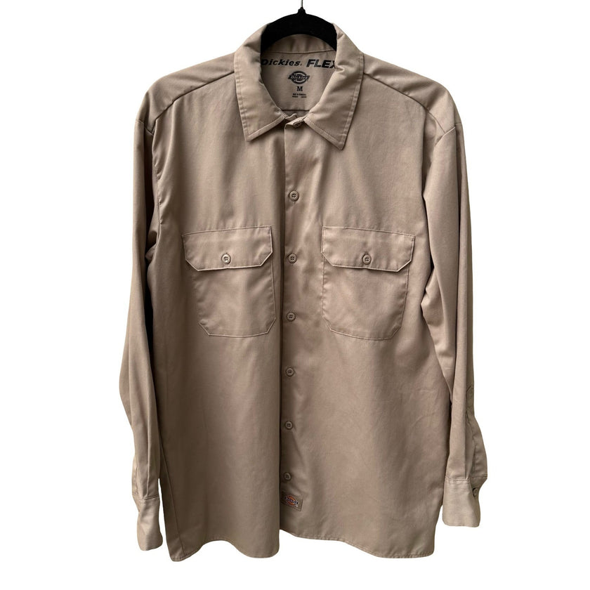 Dickies FLEX WL675DS Workwear Utility Streewear Button Up Shirt Khaki Mens M