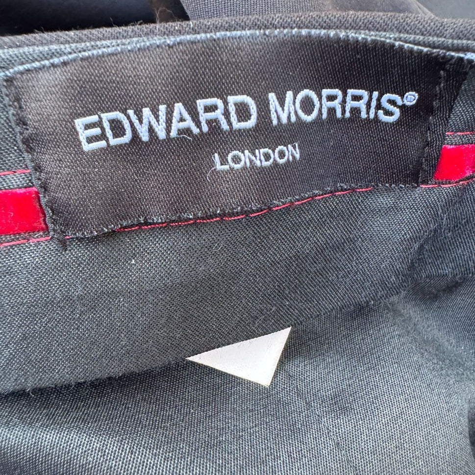 Edward Morris London Mens Wool Super 150s Extrafine Merinos Black Tailored Pants