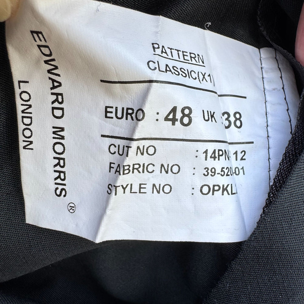 Edward Morris London Mens Wool Super 150s Extrafine Merinos Black Tailored Pants