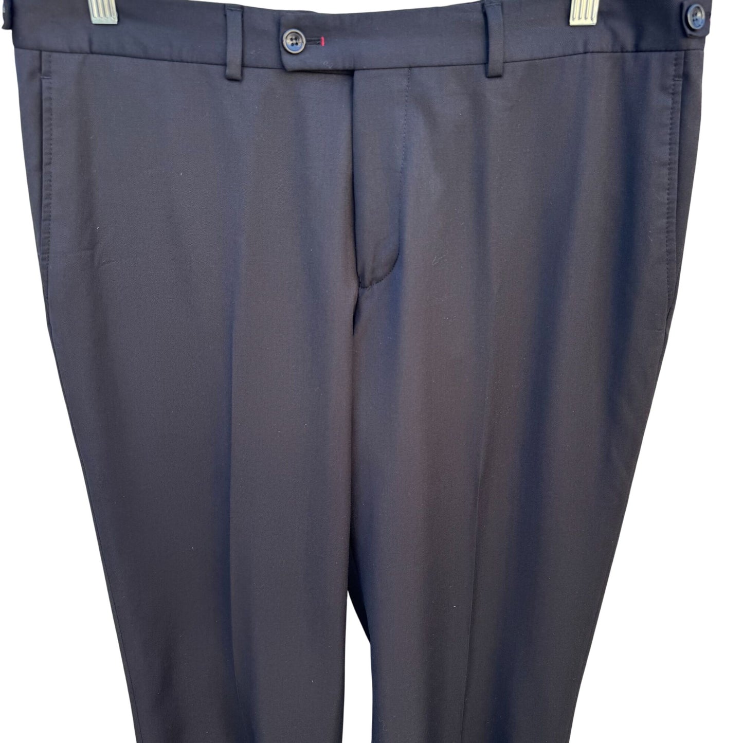 Edward Morris London Mens Wool Super 150s Extrafine Merinos Black Tailored Pants