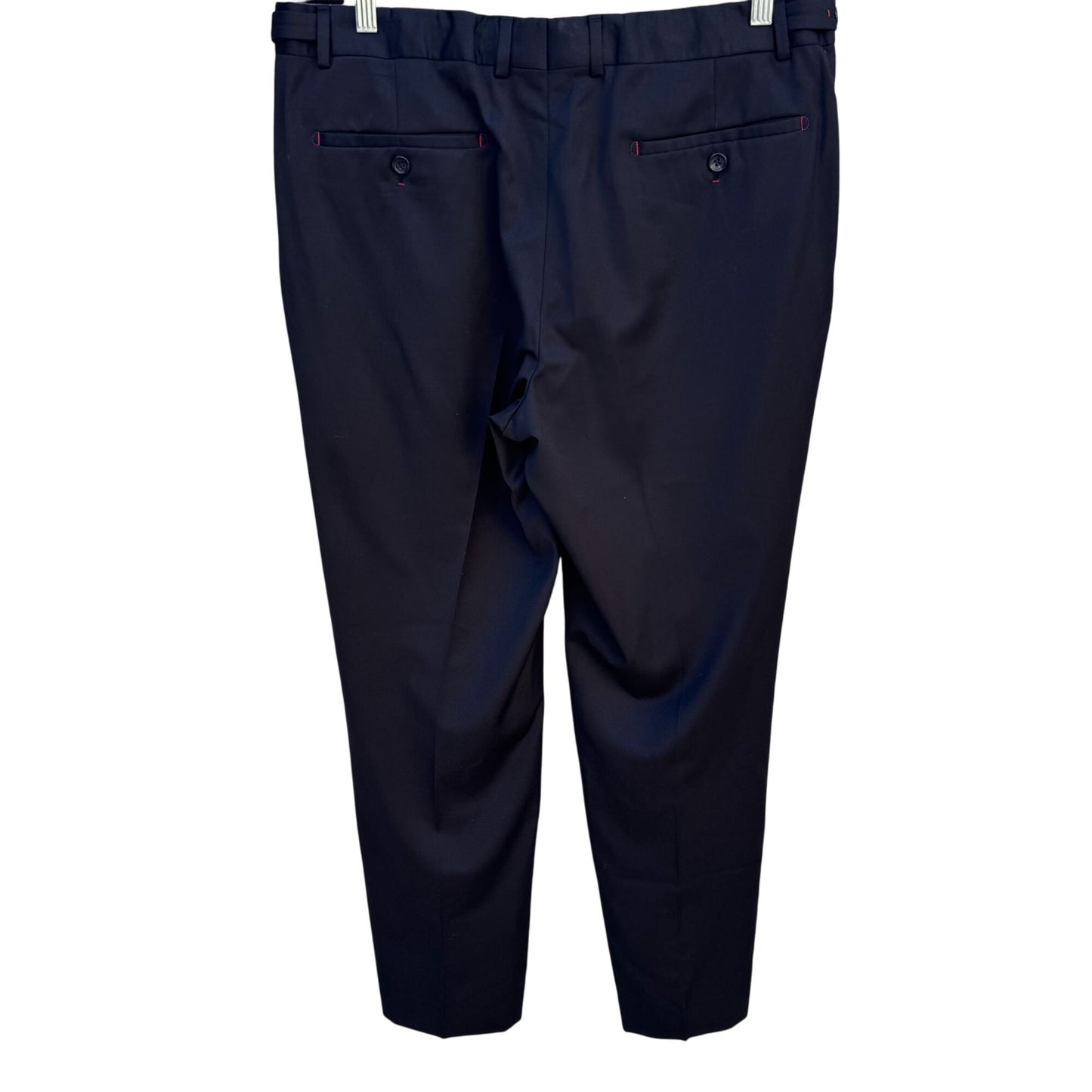 Edward Morris London Mens Wool Super 150s Extrafine Merinos Black Tailored Pants