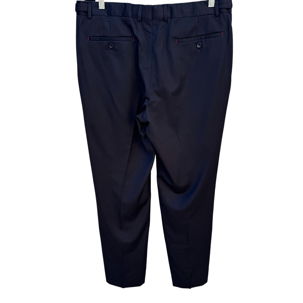 Edward Morris London Mens Wool Super 150s Extrafine Merinos Black Tailored Pants