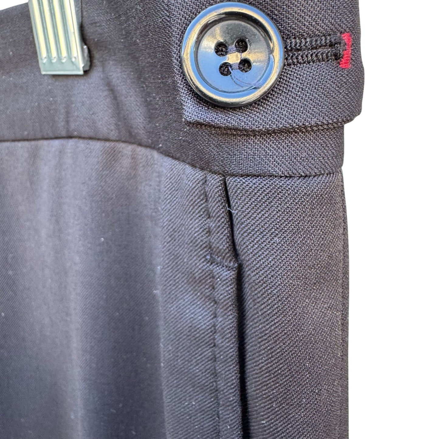 Edward Morris London Mens Wool Super 150s Extrafine Merinos Black Tailored Pants